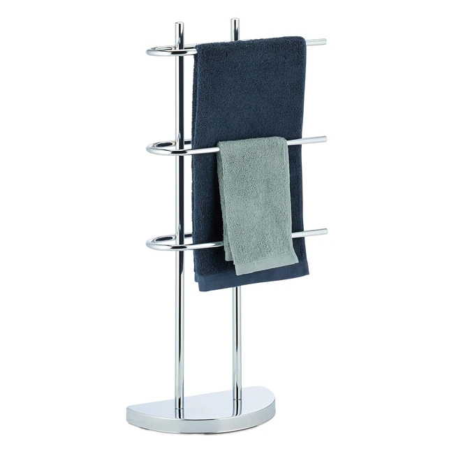 Porte-serviettes argenté chrome Relaxdays - Support salle de bain 3 barres - 83x40x18 cm