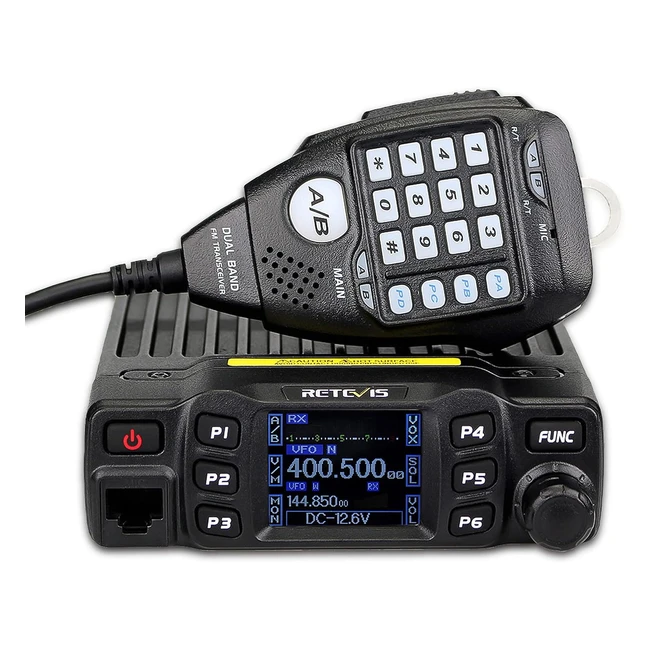 Retevis RT95 - Emisora de coche profesional, doble banda, canales DTMF, TFT, escaneo y contraseña