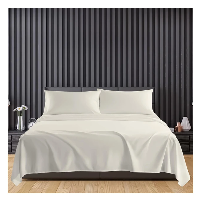 Sunshine Comforts Egyptian Cotton Flat Sheets - Breathable, Anti-Wrinkle, Shrink & Fade Resistant - 200 Thread Count - Double Bedding - Cream - 240 x 254cm