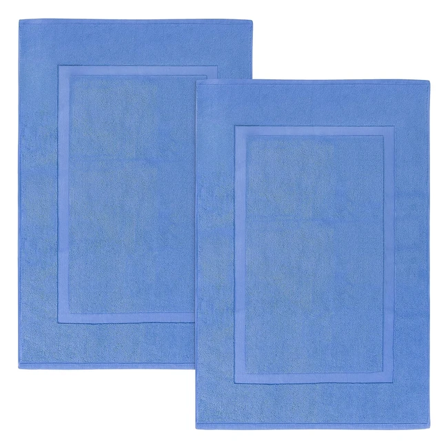 Pack 2 Alfombras de Baño Utopia Towels 53x86cm 100% Algodón Absorbente y Lavable Azul Eléctrico