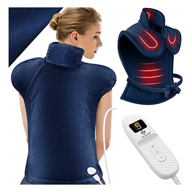 Kesser elektrisches Heizkissen für Rücken, Schulter, Nacken - automatische Abschaltung, 9 Heizstufen - 60 x 85 cm Wärmekissen mit Taillengurt - Rückenwärmer elektrische Heizdecke waschbar - Fernbedienung - Blau
