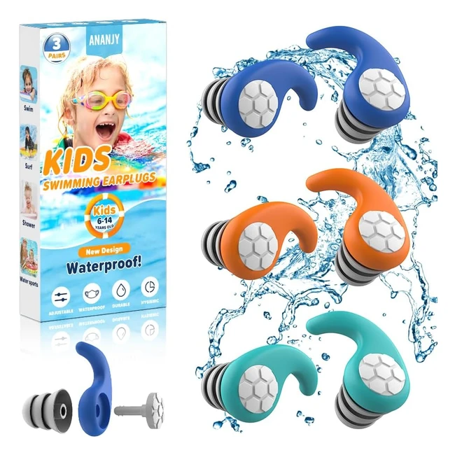 Waterproof Swimming Ear Plugs for Kids - Reusable Silicone - Ear Protection - Id