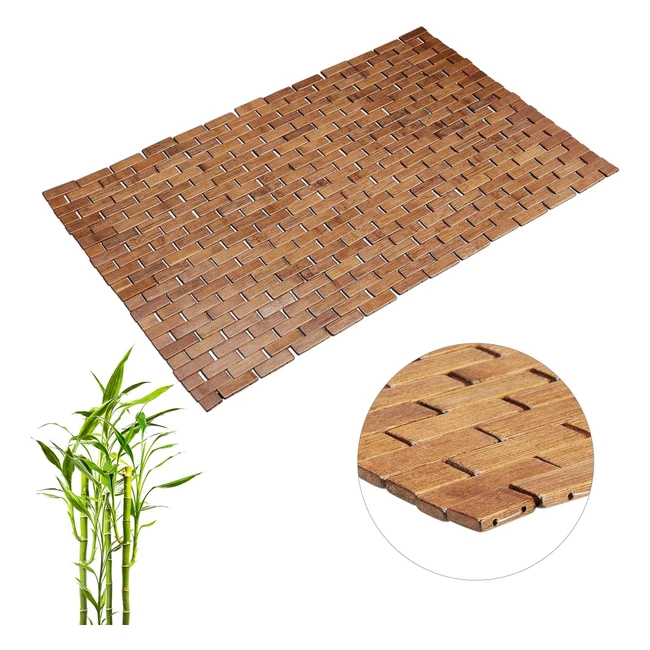 Tappeto Avvolgibile in Bambù Resistente all'Umidità 50x80 cm - Relaxdays