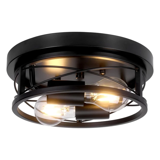 Giggi Round Black Ceiling Light - 2way, E27 Fittings, 360 Illumination