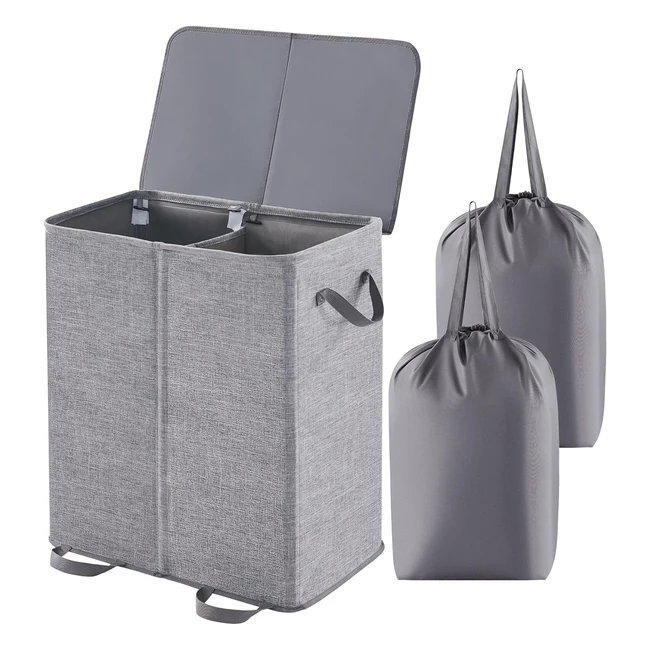 Lifewit 136L Double Laundry Hamper - Sturdy Collapsible and Spacious - Grey