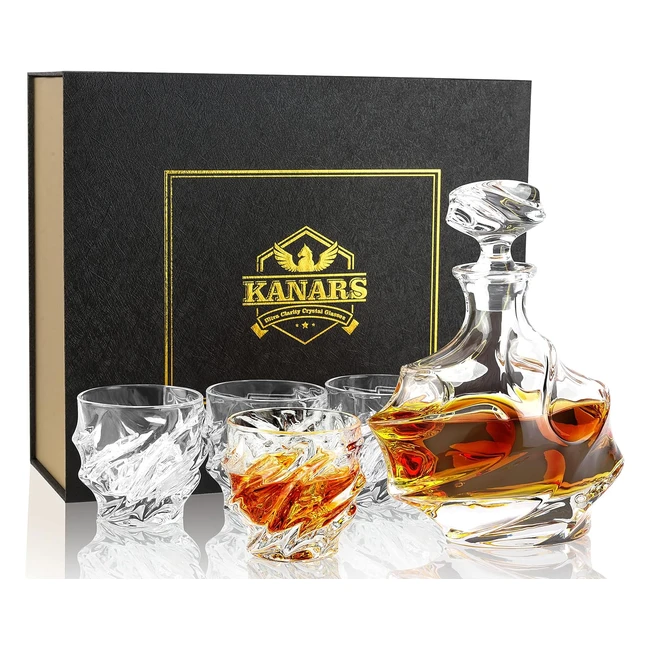 Kanars Bottiglie e Bicchieri da Whisky Decanter da Whiskey Cristallo 750ml con 4