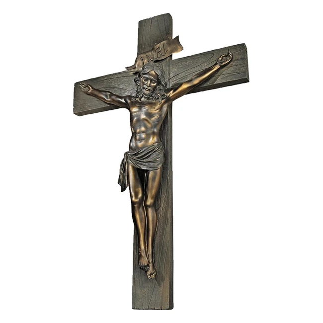 Sculpture murale crucifixion de Jésus en bronze - Design Toscano QL1384 - 10x33x51cm