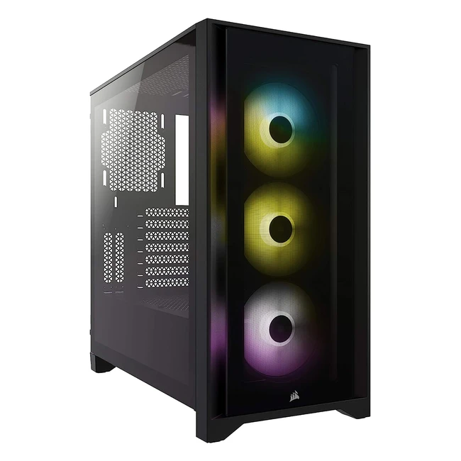 Corsair iCUE 4000X RGB Tempered Glass Midtower ATX PC Case - High Airflow - Black