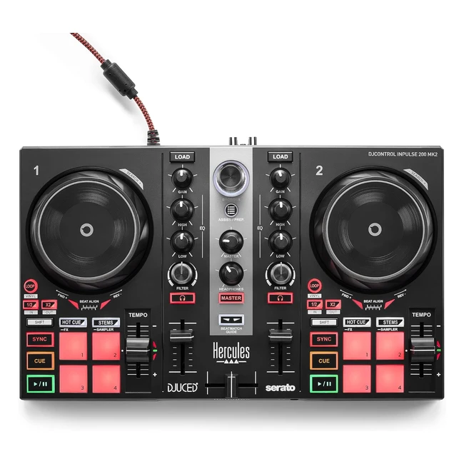 Contrôleur DJ Hercules DJControl Inpulse 200 MK2 - Idéal pour apprendre à mixer - Logiciels et tutoriels inclus