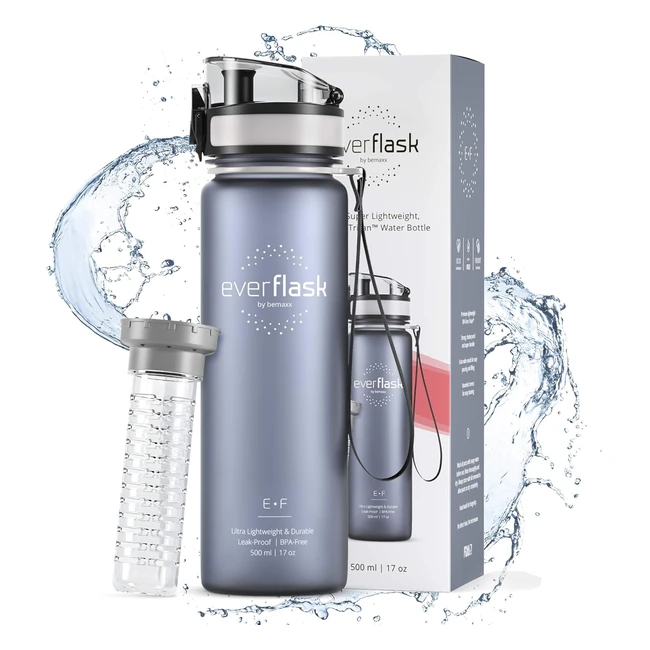 Ever Flask Tritan Trinkflasche 1L/500ml - BPA frei, leicht, auslaufsicher