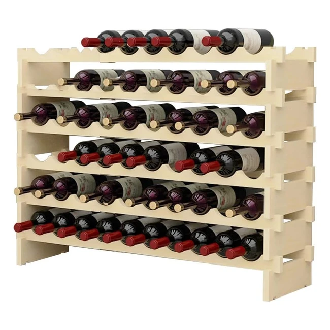 Estante modular apilable para 60 botellas de vino de madera - Sogeshome BYWS002