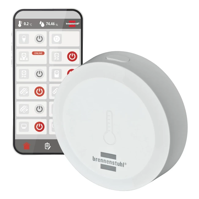 Brennenstuhl Connect Zigbee Temperatur- und Luftfeuchtigkeitssensor TFS CZ-01 - Smartes Temperatur- und Luftfeuchtigkeitsmessgerät - Handybenachrichtigung - Smart Home - Smarte Szenen - Kostenlose App