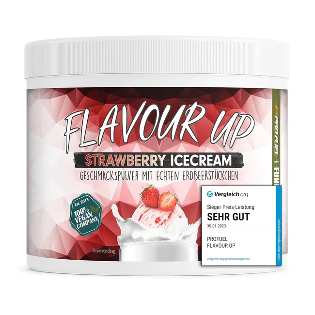 Flavour Up Aroma Pulver Erdbeer-Eiscreme 250g - Nur 9 kcal pro Portion - Vielseitig einsetzbar