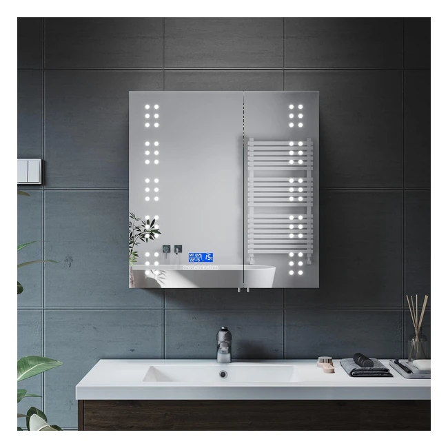 Elegant Illuminated Bathroom Mirror Cabinet with Bluetooth Speaker - Stainless S