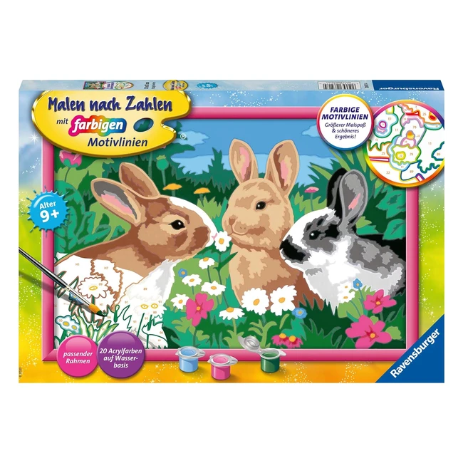 Ravensburger Pintura por Números 28517 Conejo Limpio - ¡Diviértete pintando con este juego para niños a partir de 9 años!