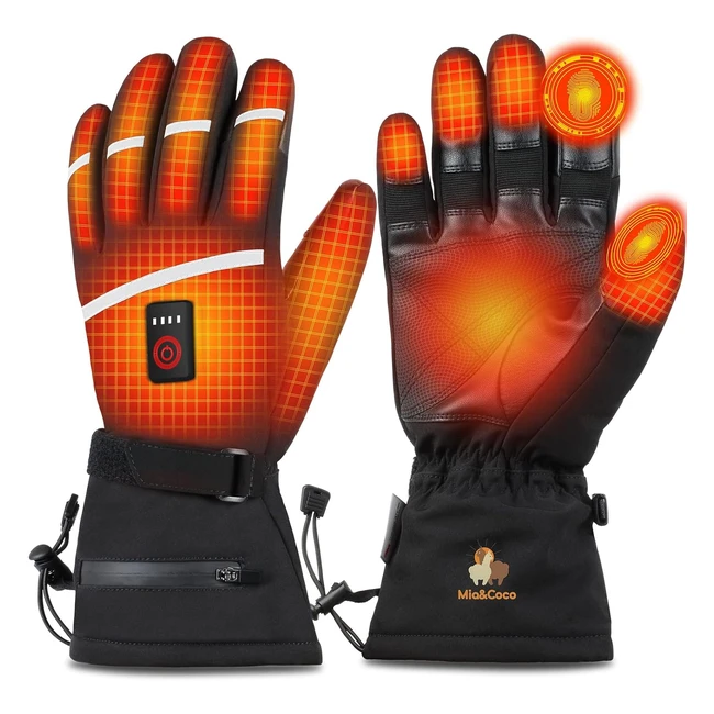Heated Gloves for Men Women Electric Ski Gloves - 74V 5400mAh - Lasts 6 Hours - 3 Levels - Waterproof - Motorcycle Hiking Cycling Camping