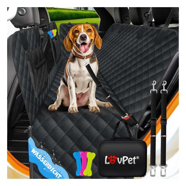 lovpet 2in1 Hunde-Decke für Rücksitz und Kofferraum mit Seitenschutz und Sichtfenster, wasserabweisend, universelle Autoabdeckung, schwarz