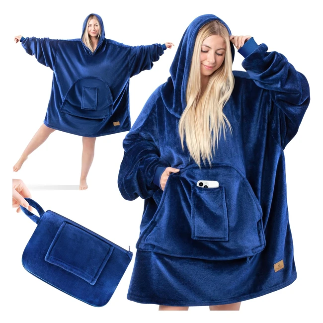 Kesser Hoodie Blanket - Kuscheldecke mit Ärmeln - Wärmende Decke für Männer und Frauen - Weiches Oversize Sweatshirt - Navy Blue