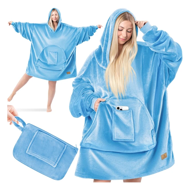 Kesser Hoodie Blanket - Warme Kuscheldecke mit Ärmeln - Unisex - Leichtblau