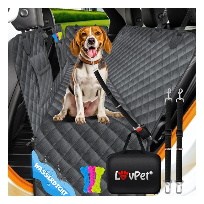lovpet 2in1 Hunde-Decke für Autositz und Kofferraum mit Seitenschutz und Sichtfenster, wasserabweisender Autositzbezug für Hunde, universelle Autoabdeckung, anthrazit