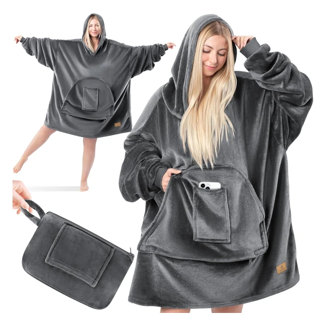 Kesser Hoodie Blanket - Kuscheldecke mit Ärmeln - Warme Decke für Männer und Frauen - Anthrazit