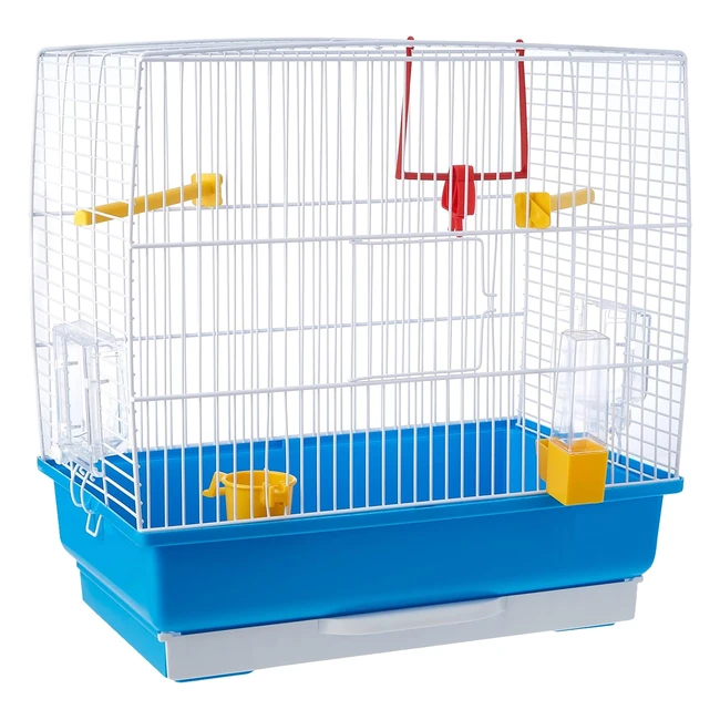 Ferplast Vogelkäfig mit Spielzeug, Futterautomat, Sitzstangen - Weiß 39x25x41 cm