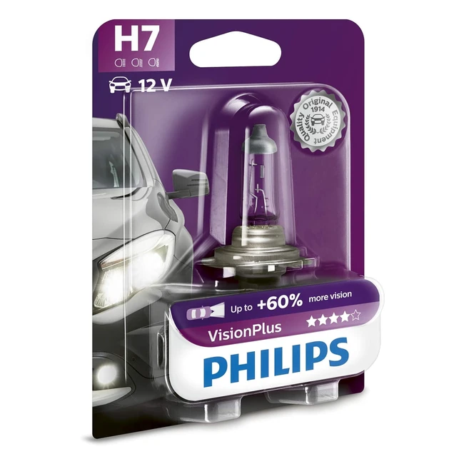 Philips Lampadina H7 Vision Plus 12V 55W - Pi Luce Maggior Sicurezza