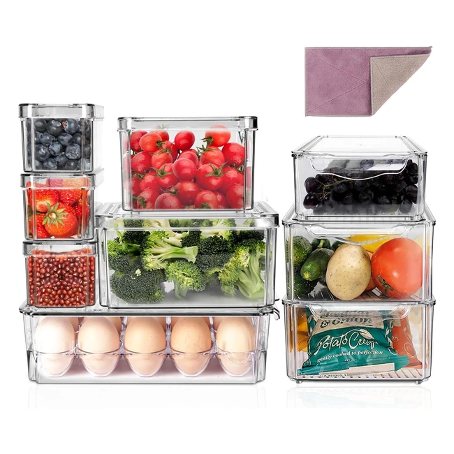 Organisateur Frigo Transparent Lot de 9 - Rangement Pratique pour Réfrigérateur, Cuisine et Armoires