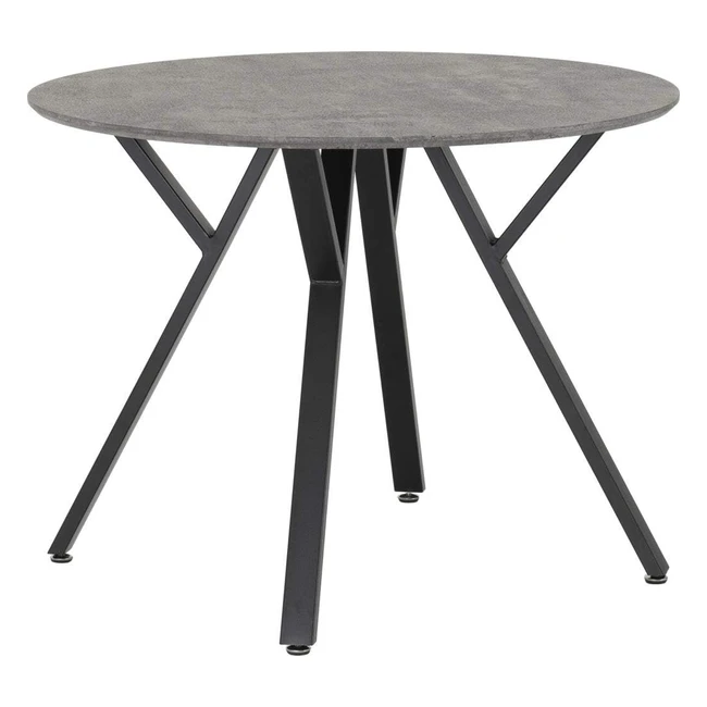 Seconique Athens Round Dining Table - Concrete Effect/Black - D100cm x H76.5cm - Stylish Design