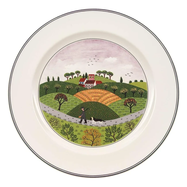 Assiette plate porcelaine Villeroy and Boch vert 27 cm - Décor design naif
