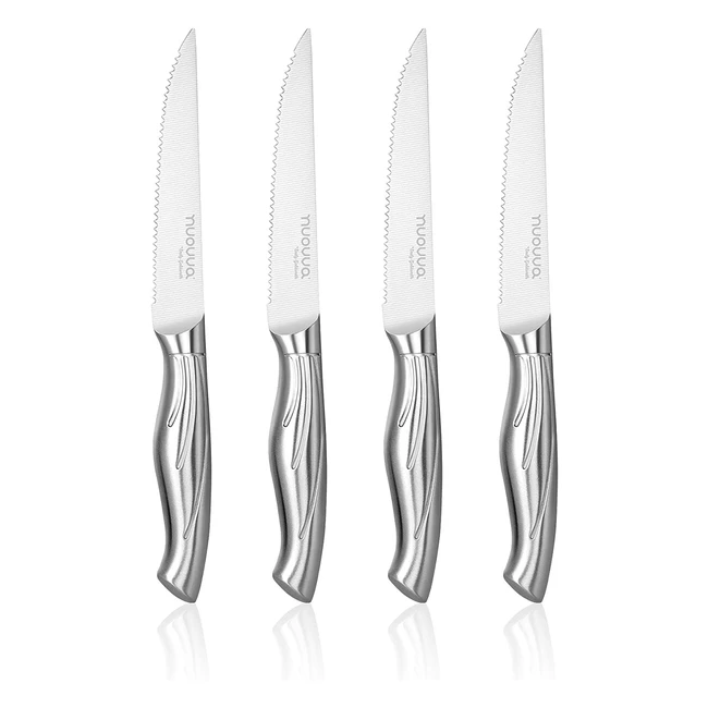 Nuovva Kitchen Steak Knife Set - Durable Stainless Steel - Set of 4 - Ergonomic Handle