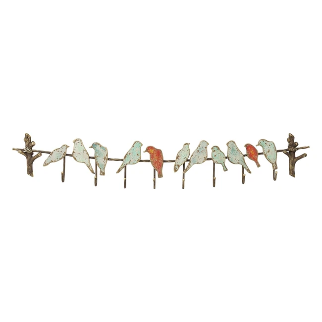 Kare Design Coat Rack Bird Party | Multicoloured Steel | 8 Hooks | Vintage Style | 19x102x6cm