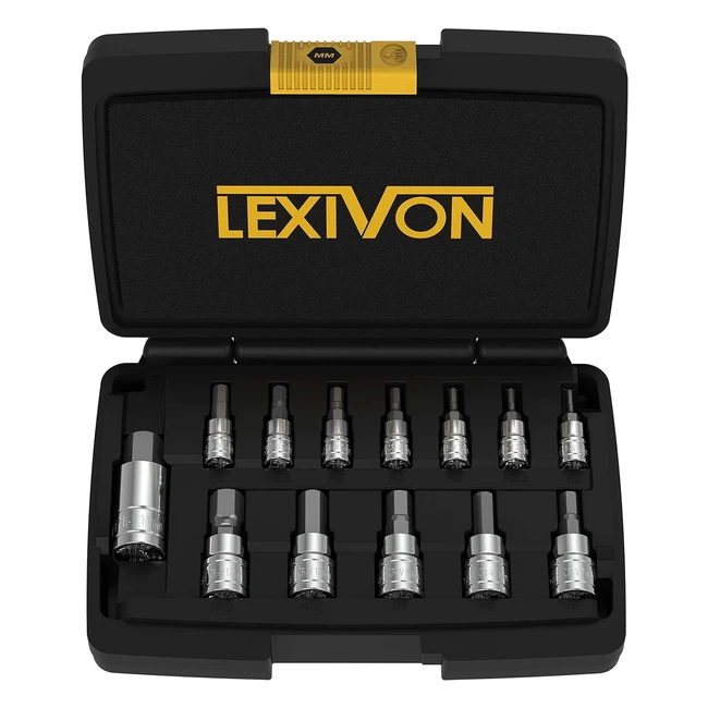 LEXIVON Hex Bit Socket Set - 13 Male Hexagon Sockets - Metric Sizes 2mm to 14mm - Allen Key Socket Set - LX141