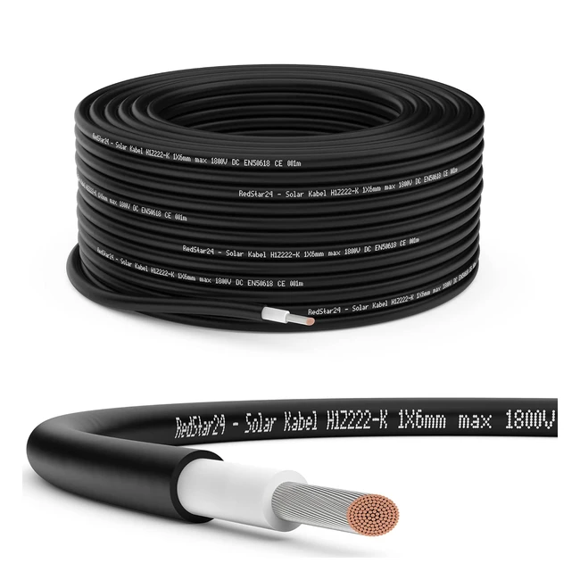 Cable Solar Premium 6mm Negro - 100m | Resistente UV, Flexible | Conexión Panel Solar, Inversor y Regulador