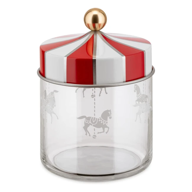 Alessi Circus MW3075 Design Food Storage Jar - Silkscreened Glass with Tinplate 