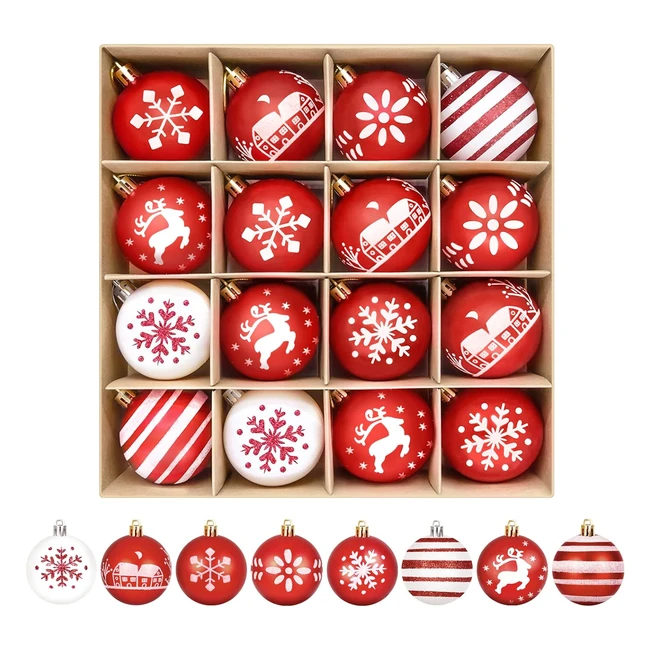 Palline di Natale Bianche e Rosse Arbolisse - 16pz - Decorazioni Albero di Natal