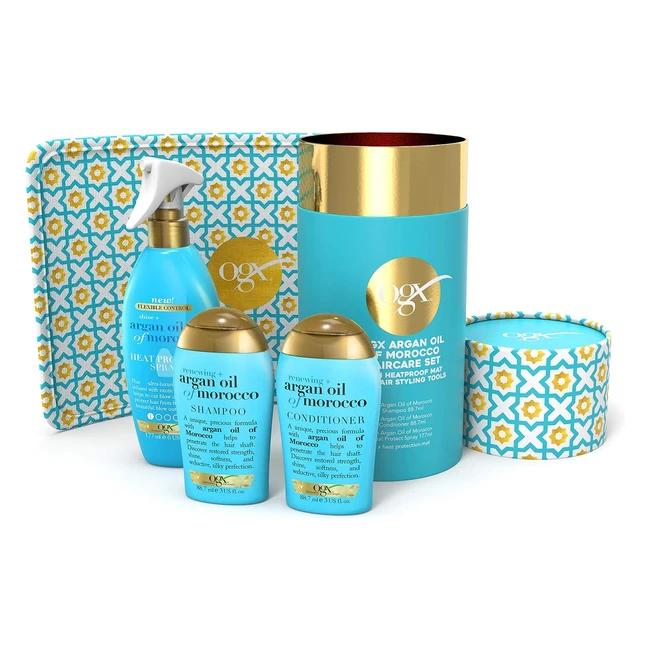 OGX Gift Set - Argan Oil of Morroco Hair Care - Heat Protection Spray & Mat