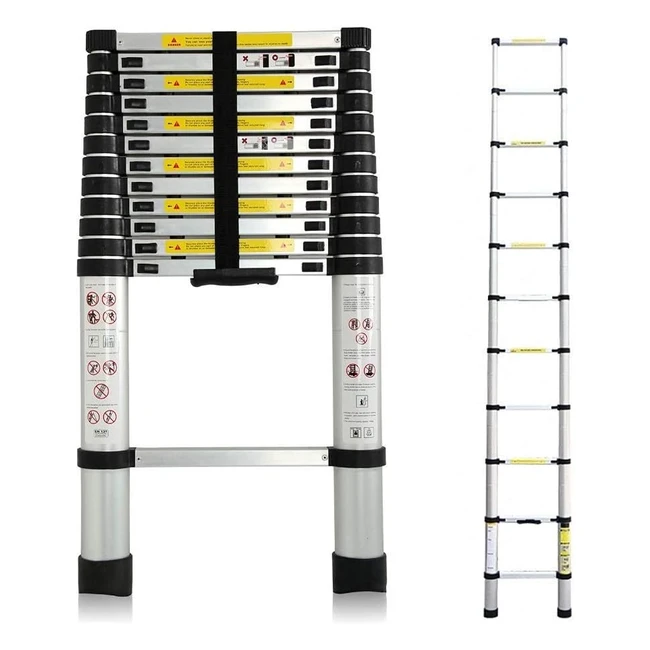 38m Telescopic Ladder - Premium Aluminum Alloy, EN131 Standard, Max Load 150kg
