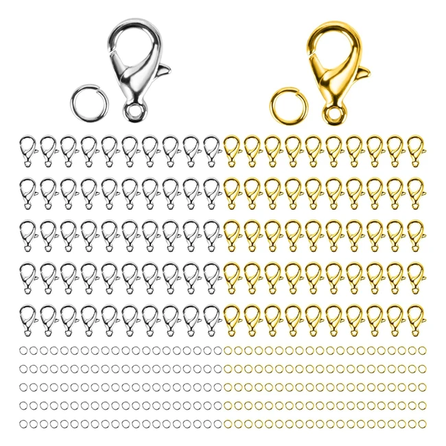 Fermoirs Bracelet 100 pièces - Pince de homard et anneaux de saut ouverts - Accessoires de bricolage pour bijoux