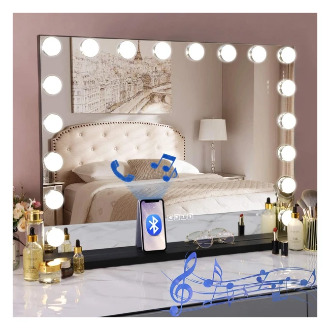 Espejo Maquillaje Hansong con Luz y Bluetooth - 18 Lámparas LED Regulables - Puerto de Carga USB