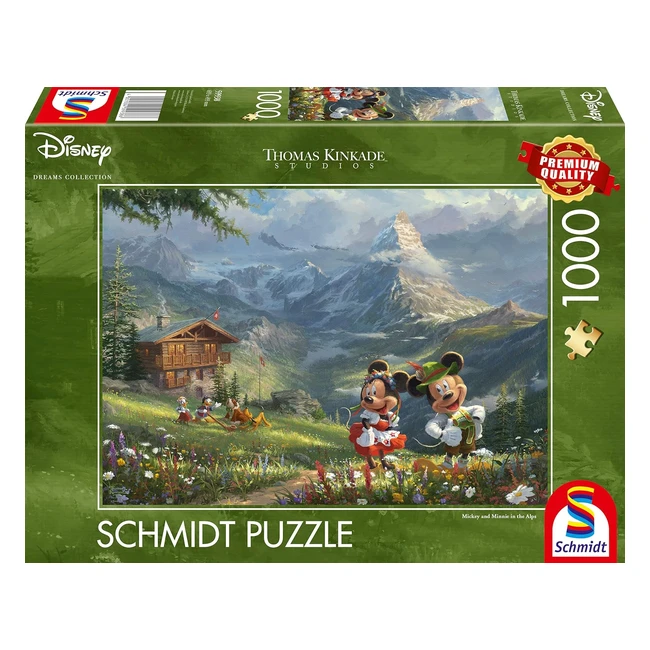Schmidt Spiele 59938 Thomas Kinkade Disney Mickey Minnie in den Alpen Puzzle 100