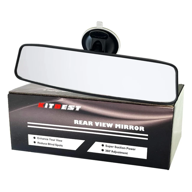 Kitbest Rear View Mirror - Wide Angle Adjustable - Suction Cup - Car SUV Trucks - 240 x 64mm