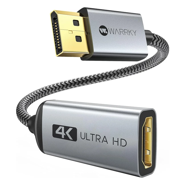 Warrky 4K DisplayPort to HDMI Adapter - 1440p60Hz, 1080p120Hz - Compatible with Lenovo Dell HP Asus