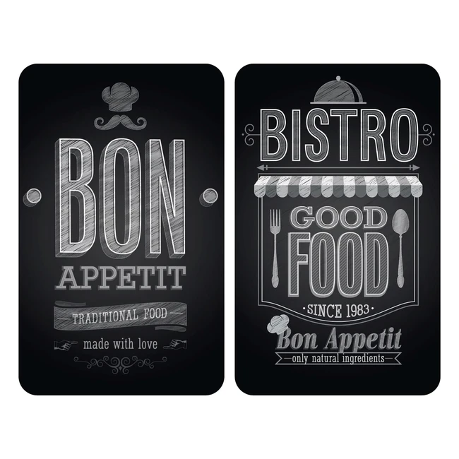 Wenko Universal Bon Appetit Hob Cover Set of 2 Toughened Glass 30 x 52 cm Mul