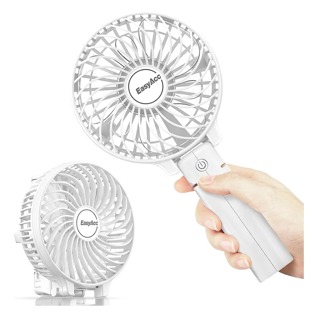 EasyAcc Handheld Fan USB Fans Portable Hand Fan 3 Speeds 180 Foldable with 6 Bla