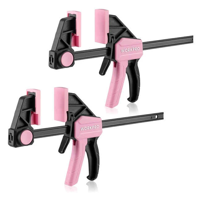 Workpro 6inch150mm Pink Clamps for Woodwork - Quick Release One-Handed Clamp