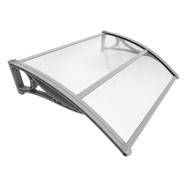 Vounot Vordach für Haustür 100 x 80 cm - Aluminium und Polycarbonat - Transparentes Pultbogenvordach