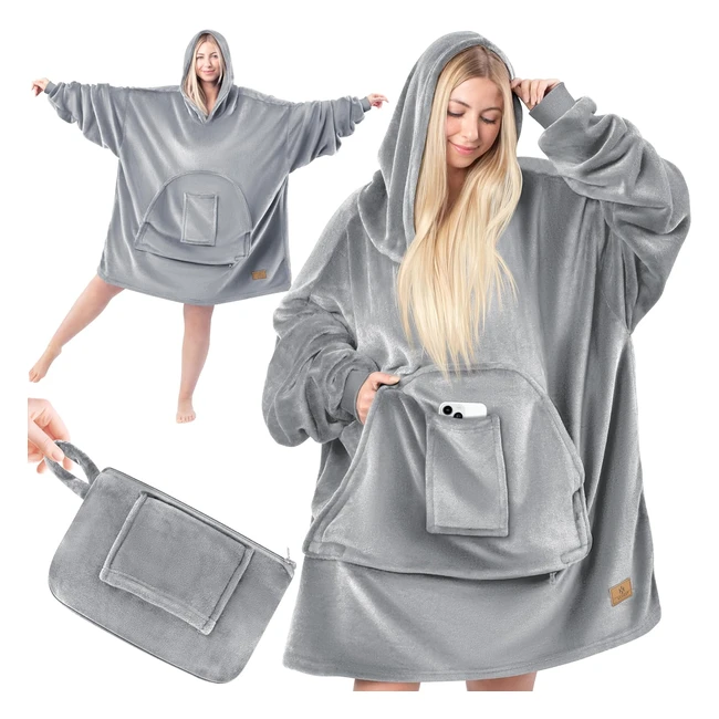 Kesser Hoodie Blanket - Warme Kuscheldecke mit Ärmeln - XXL - Grau