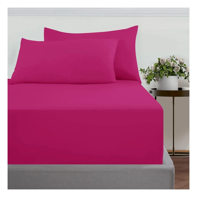 Imperial Rooms Double Fitted Sheet - Soft, Extra Deep, Brushed Microfiber - Hot Pink