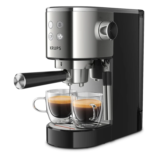 Cafetera Krups Virtuoso XP442C - Diseño Compacto y Elegante - Capacidad 1.1L - Espresso y Cappuccino - Sistema Thermoblock - Calentamiento Rápido